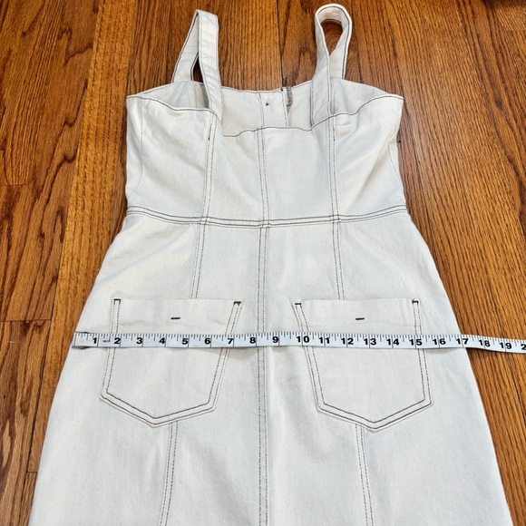 Zara Bodycon Overall Sleeveless corset Black Button Front Off White Denim Dress - Picture 14 of 16